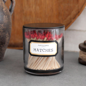 Smoked Grey Jar of Matches, presented as a standalone item for straightforward product identification