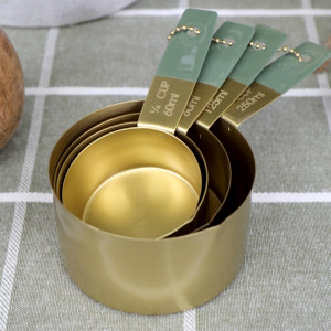 Set 4 Edwin Gold Measuring Cups, a drinkware piece for serving and tabletop use