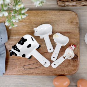Set 4 Farmhouse Animals Measuring Spoons, a functional utensil for food preparation, serving or household use