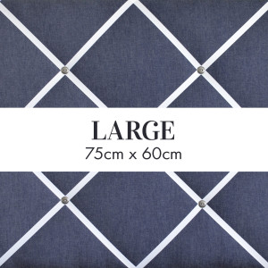 Large rectangular fabric ribbon memo board with a criss-cross ribbon grid and button details
