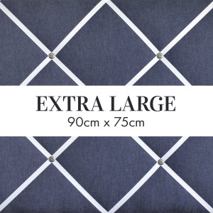 Extra Large rectangular fabric memo board with a criss-cross ribbon grid and button details