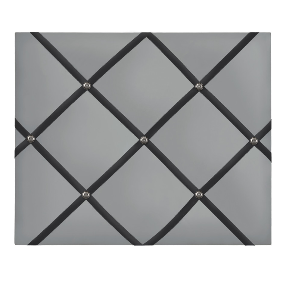 Elegant silver ribbon memo board shown with nickel button option