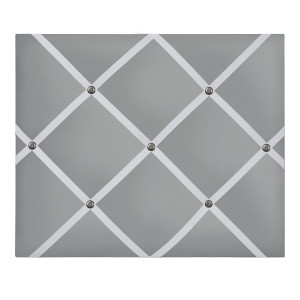 Silvery grey fabric memo board with a softly padded rectangular surface