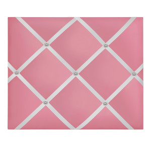 Soft pink fabric memo board for displaying photographs, notes and cards