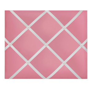 Candy Pink memo board with a white ribbon grid for displaying notes and photographs