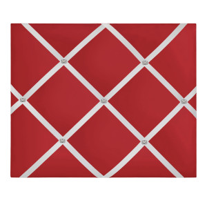 Red fabric memo board with alternate diamante button option