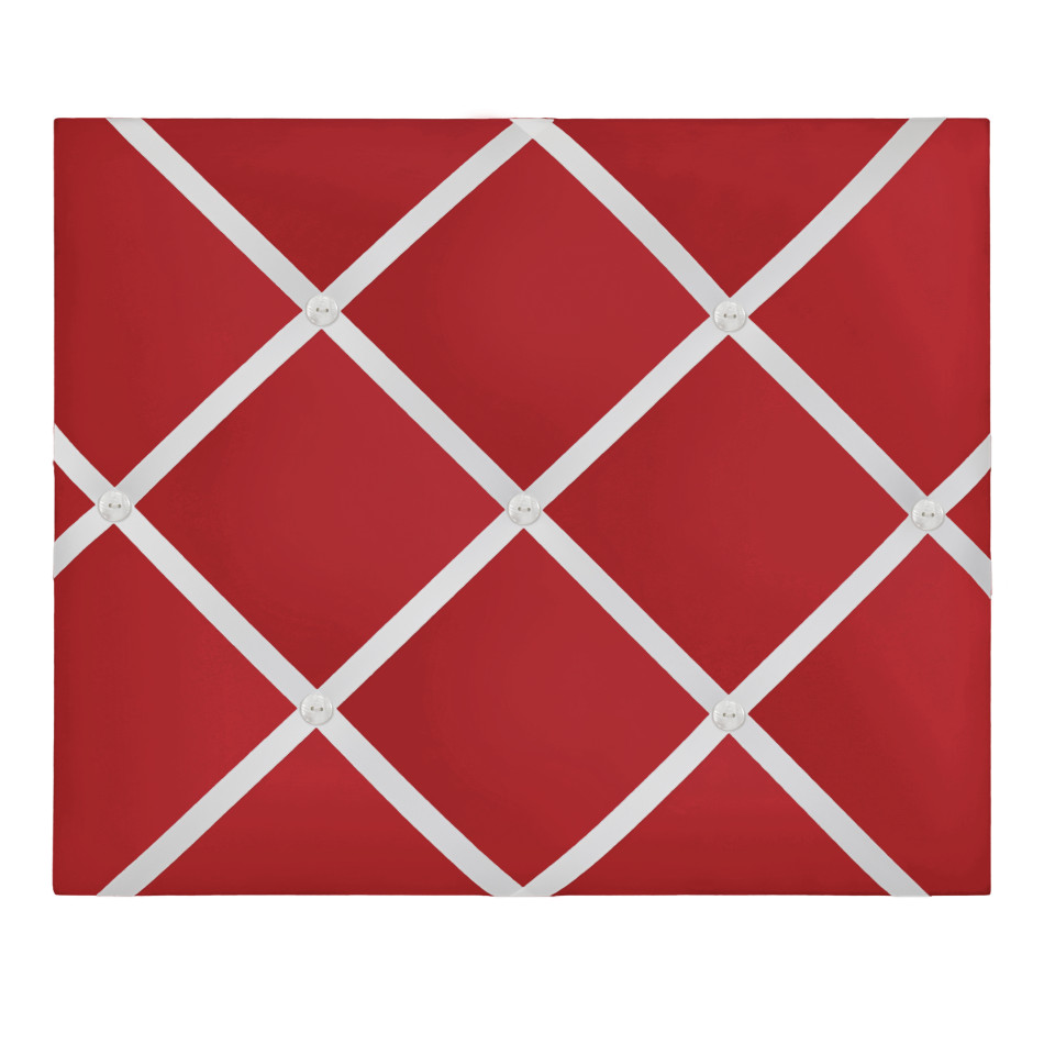 Standard red fabric memo board ready to hang in a bedroom, study or family space
