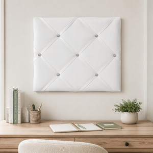 White on White Ribbon Memo Board with a softly padded rectangular surface