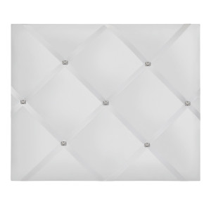 White ribbon memo board showing its decorative grid for cards and keepsakes