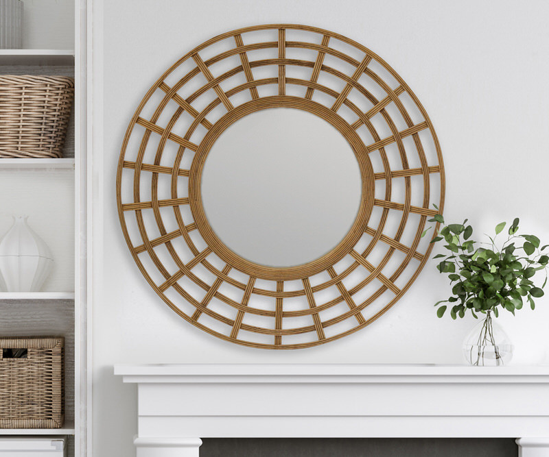 Adora Round Rattan Mirror - 80cm