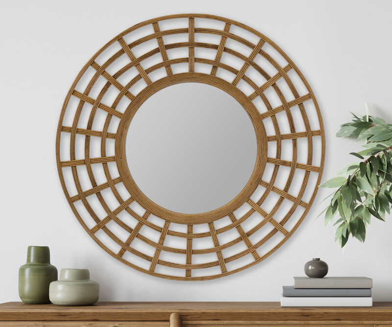 Adora Round Rattan Mirror - 80cm