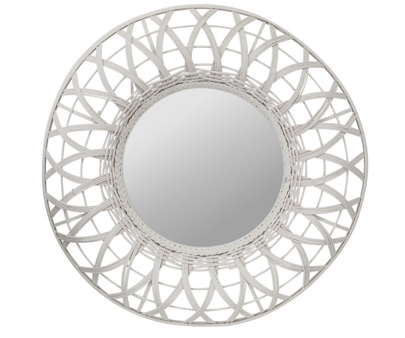 Corazon White Rattan Mirror - 80cm