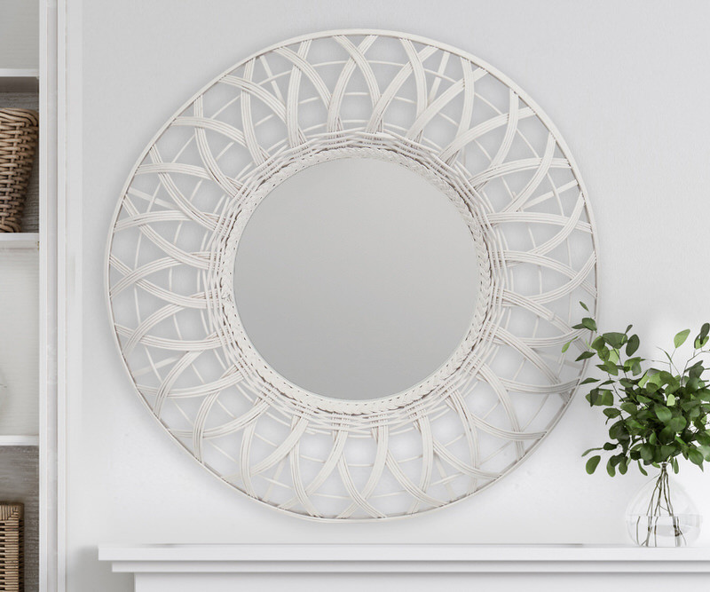 Corazon White Rattan Mirror - 80cm