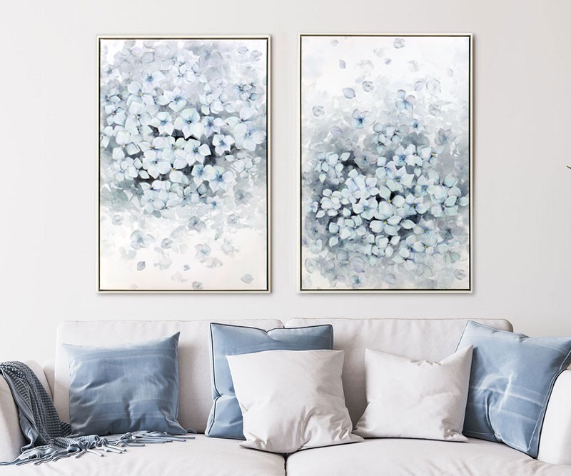 Mornington II Blue Hydrangeas Framed Canvas Painting