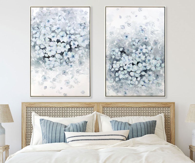 Mornington I Blue Hydrangeas Framed Canvas Painting