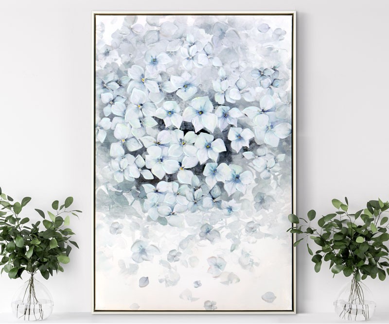 Mornington I Blue Hydrangeas Framed Canvas Painting