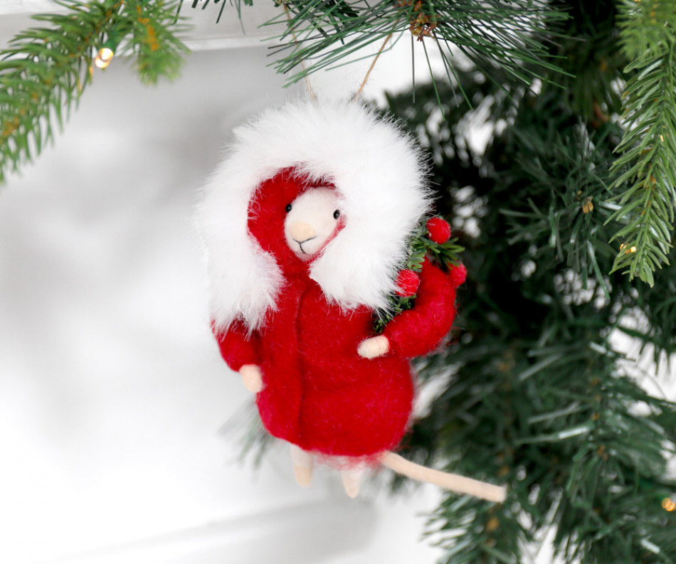 Peppermint the Mouse Felt Tree Decoration
