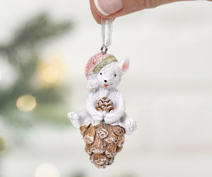 Nutmeg the Mouse Pine Cone Decoration