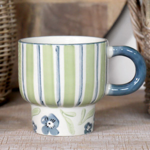 Isobel Green Stripe Mug, decorative tableware
