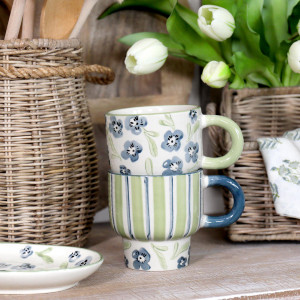 Isobel Blue Floral Mug, a practical vessel for drinks with decorative tabletop appeal