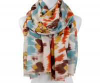 Bedarra Orange & Teal Watercolour Scarf