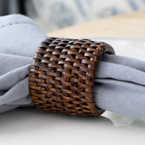 Set 4 Bayview Brown Rattan Napkin Rings