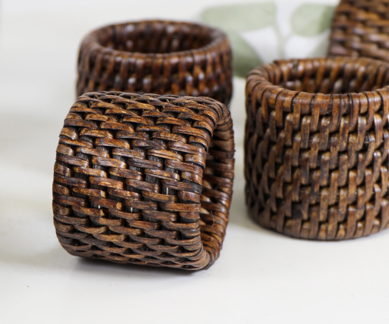 Set 4 Bayview Brown Rattan Napkin Rings