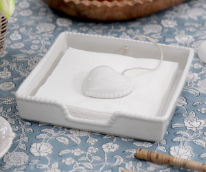 Elodie White Ceramic Napkin Holder