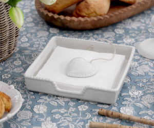 Elodie White Ceramic Napkin Holder