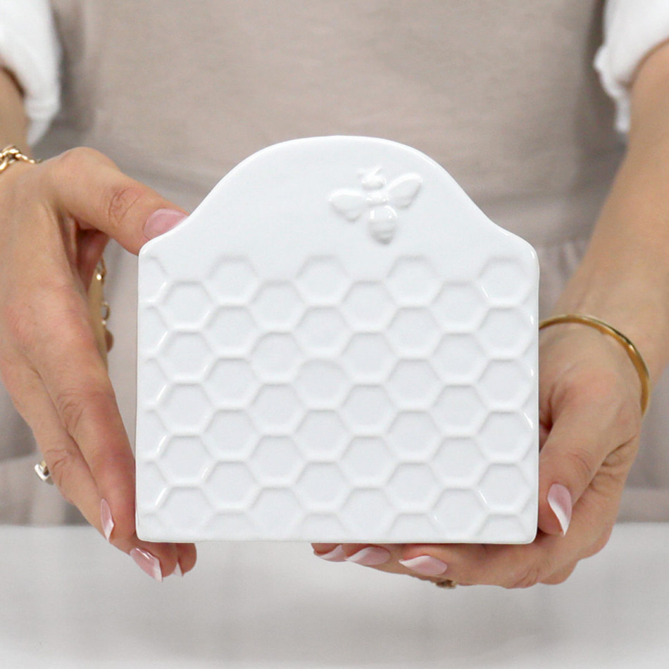 Honeyfield White Bee Napkin Holder, decorative tableware
