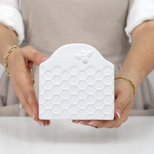 Honeyfield White Bee Napkin Holder, a textile accessory designed for dining, kitchen or tabletop use
