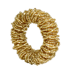 Set 4 Cleo Gold Bead Napkin Rings, a textile accent for dining or kitchen use