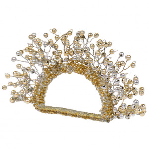 Set 4 Coronet Gold Napkin Rings, a textile accent for dining or kitchen use