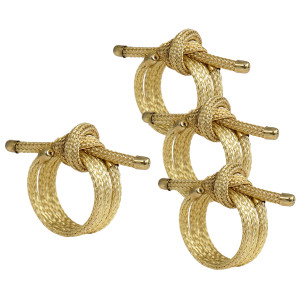 Set 4 Nova Gold Knot Napkin Rings, a practical fabric accent for dressing and protecting a household surface
