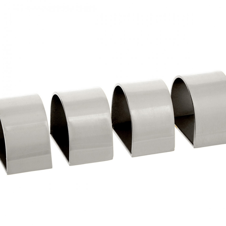 Set 4 Sorrento Silver Napkin Rings, a textile accessory designed for dining, kitchen or tabletop use