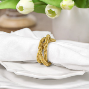 Set 4 Aspen Gold Napkin Rings, a textile accessory designed for dining, kitchen or tabletop use