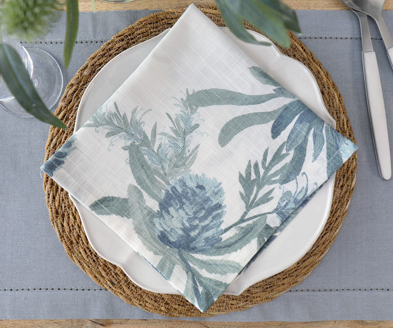 Set 4 Mietta Blue Banksia Napkins