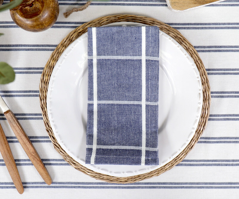 Set 4 Campbell Check Napkins - Denim Blue