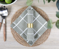 Set 4 Campbell Check Napkins - Olive Green