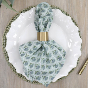 Set 4 Seaflower Blockprint Napkins, a wall display piece featuring the named subject and composition