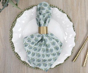 Set 4 Seaflower Blockprint Napkins