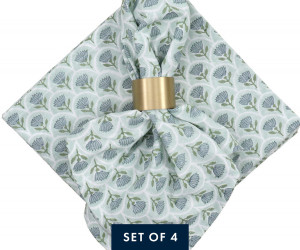 Set 4 Seaflower Blockprint Napkins