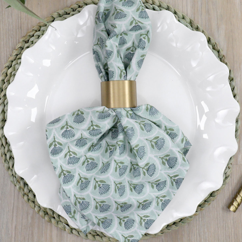 Set 4 Seaflower Blockprint Napkins, decorative wall artwork for an interior display
