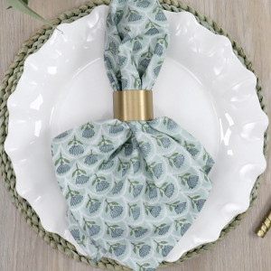 Set 4 Seaflower Blockprint Napkins, decorative wall artwork for an interior display