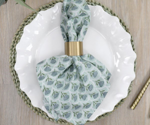 Set 4 Seaflower Blockprint Napkins