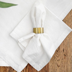Set 4 White Sorrento Liveable Linen Napkins, decorative tableware