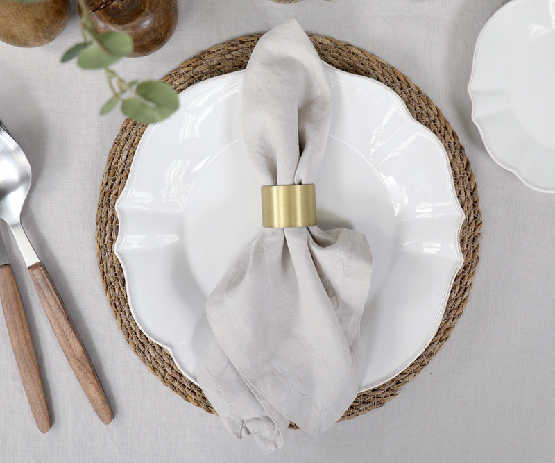 Set 4 Oatmeal Linen Napkins Shop by colour