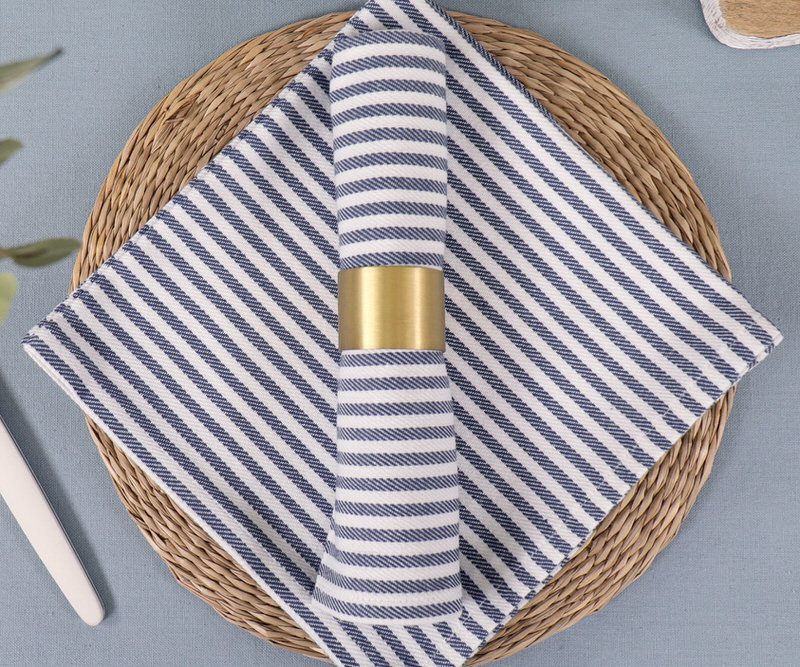 Set 4 Classic Navy Ticking Stripe Napkins