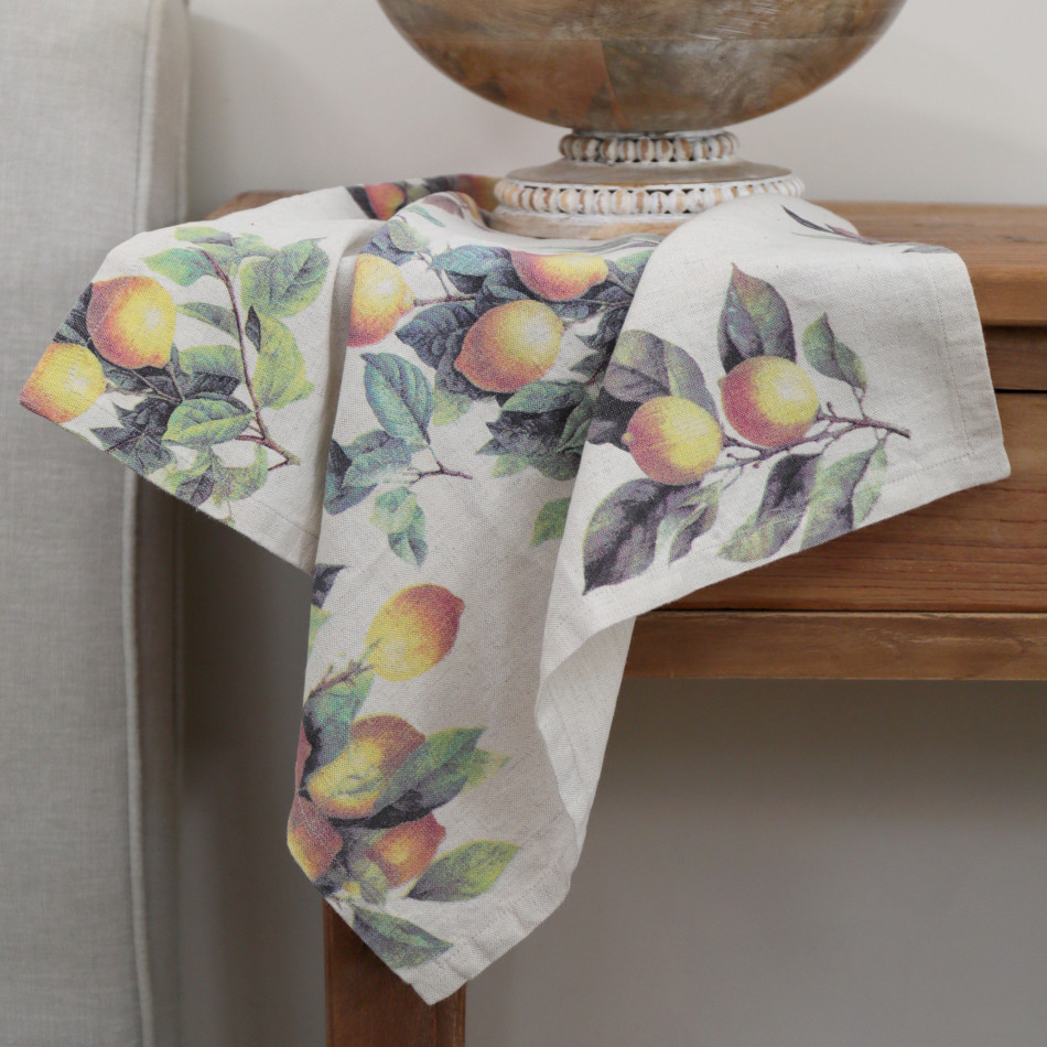 Set 2 Clermont Lemon Harvest Linen Napkins, decorative tableware