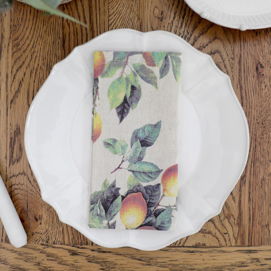 Set 2 Clermont Lemon Harvest Linen Napkins, a textile accent for dining or kitchen use
